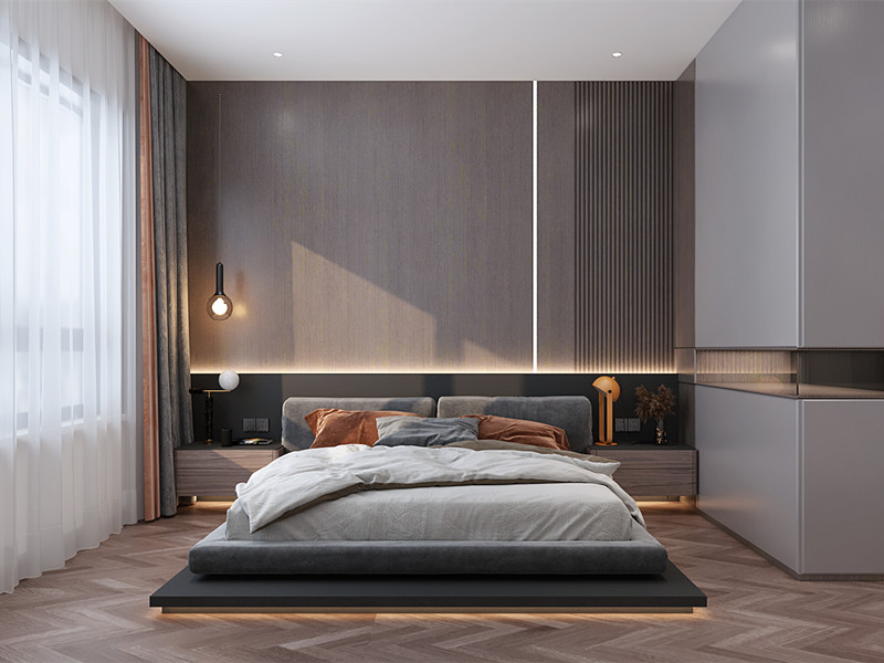 方林装饰卧室木饰面背景墙 方林装饰卧室木饰面背景墙